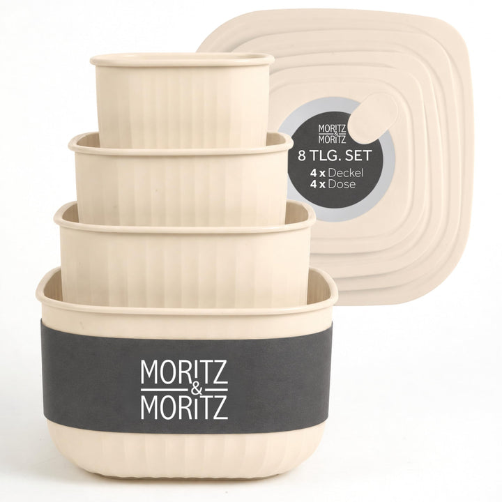 Moritz &amp; Moritz Vorratsdosen 4er Set luftdicht mit Deckel quadratisch creme