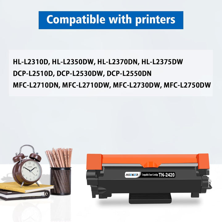 2 Packungen Kompatibel TN-2420 TN2420 Tonerkartusche für Brother HL-L2310D HL-L2350DW HL-L2370DN HL-