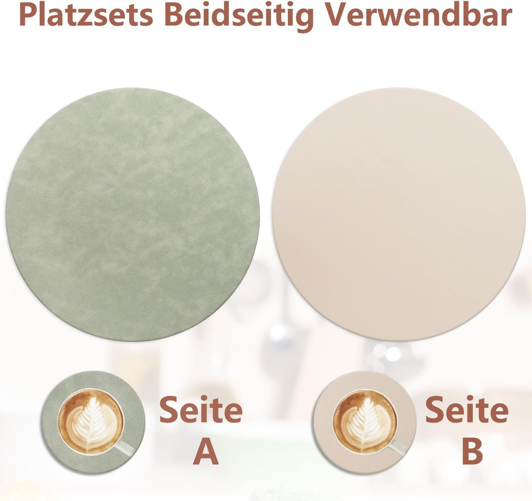 6er Set Tischset aus Leder-Imitat，Platzsets abwaschbar und wasserdicht，Platzdeckchen Lederoptik mit