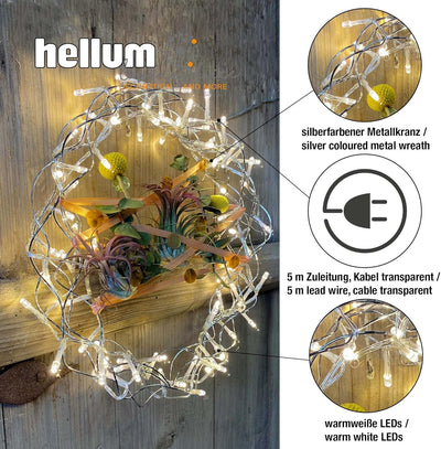 hellum LED-Dekokranz Metallkranz mit Timer, 80 LED warmweiss; Ø 30 cm mit Aussen Transformator Hänge