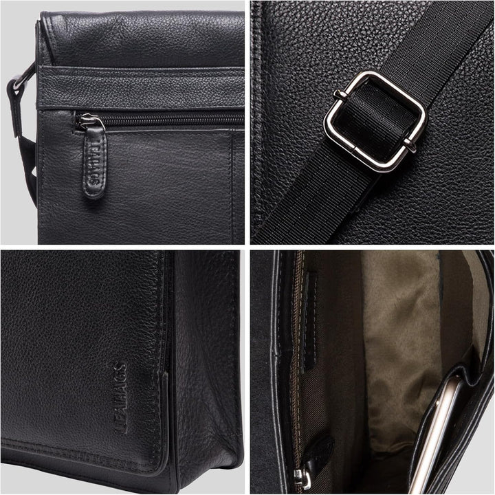 LEABAGS Leder Umhängetasche Herren & Damen I Echtleder Laptoptasche bis 13 Zoll I Messenger Bag mit