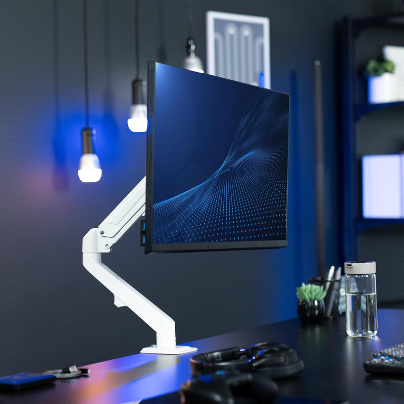 VIVO STAND-V101OW Gelenkförmiger pneumatischer Federarm für 1 Monitor mit max. VESA 100 x 100, Weiss