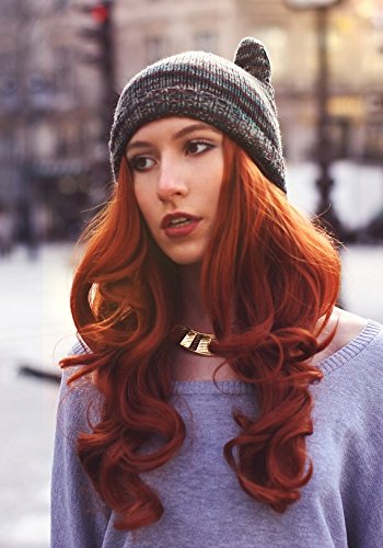 Prettyland Damen lange lang-haar Perücke Kupfer-Rot Orange Welle Locken kim possible Nami Cosplay Wi