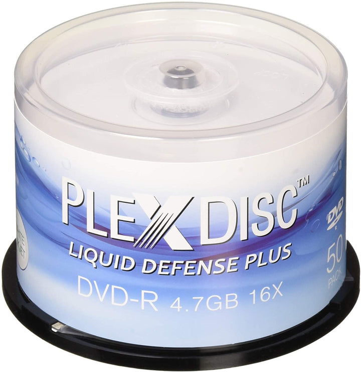 PlexDisc DVD-R, wasserfest, glänzend, für Tintenstrahldrucker bedruckbar, DVD-R, 16 x 4,7 GB, 50 Dis