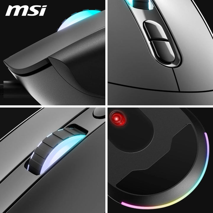 MSI Forge GM320 Gaming-Maus – 12800 DPI optischer Sensor, symmetrisch, über 20 Millionen Klicks, 7 T