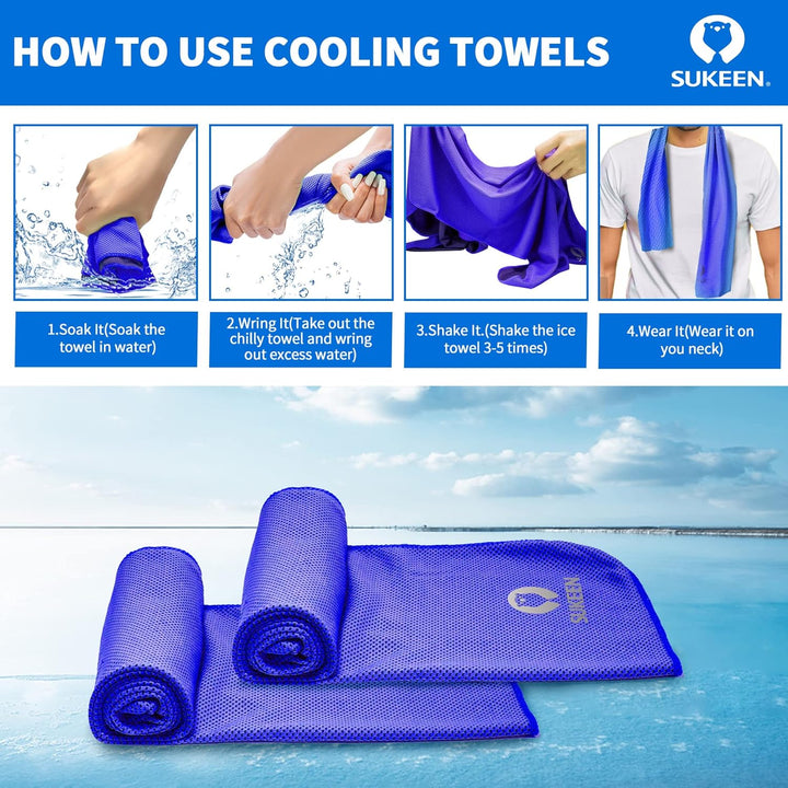 Sukeen Kühltuch Set, kühlendes Handtuch Kühltücher Hals, Handtuch kühlend, Cooling Towel, Kühltücher