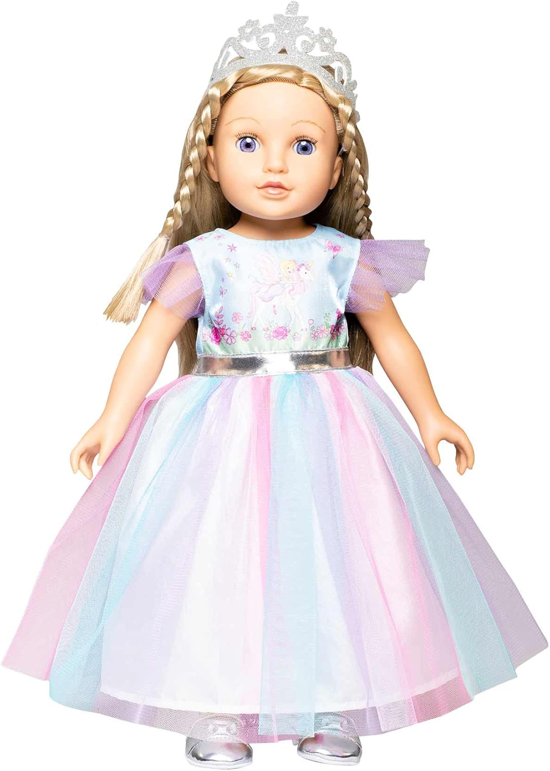Heless 2130 - Kleid für Puppen im Design Fee und Einhorn, mit silberner Krone, Grösse 35 - 45 cm Kle