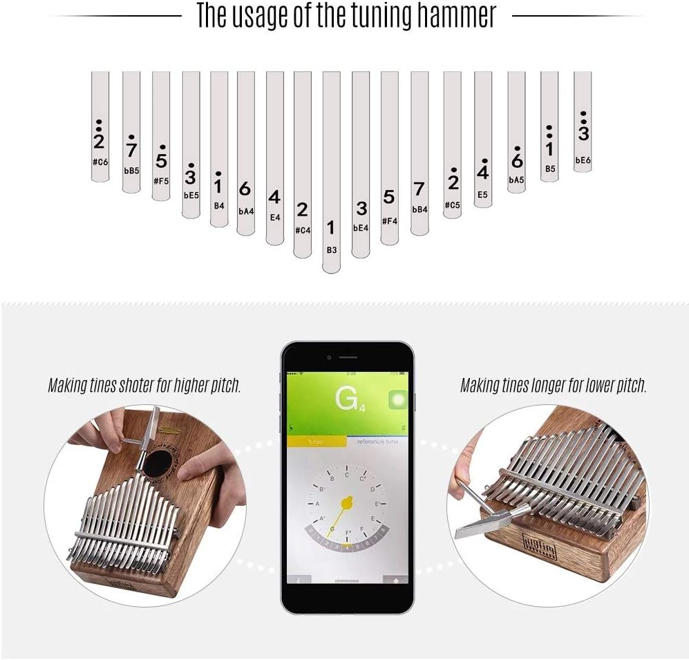 LingTing Kalimba LT-K17P 17 Tasten Kalimba Mbira Daumenklavier, Geschenk für Kinder und Erwachsene,