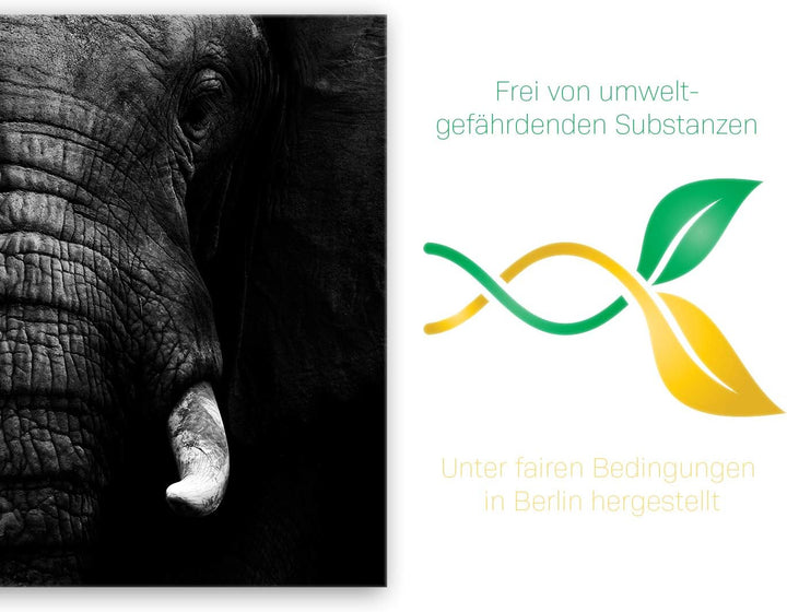 ge Bildet Bild auf Leinwand | Elefant - schwarz weiss in 100x70 cm als Wandbild | Wand-deko Dekorati