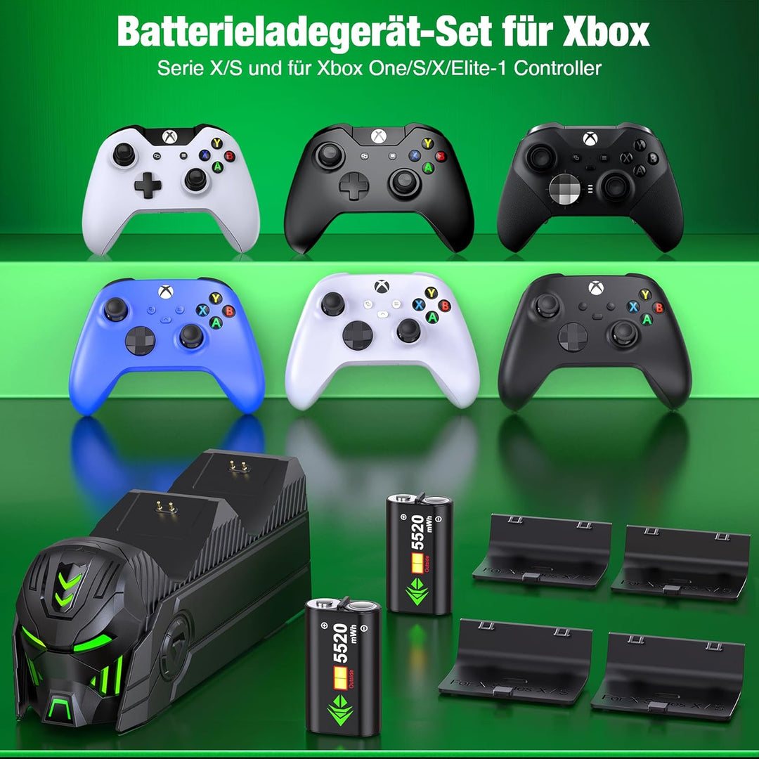 Xbox Controller Akku, Xbox Controller Ladestation mit 2 Stück Grosser Kapazität 5520mWh Wiederauflad