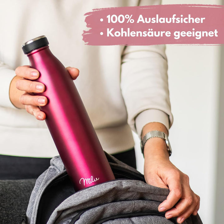 Milu Edelstahl Trinkflasche 350ml 500ml 750ml 1L 1,5L Thermosflasche, Isolierte Wasserflasche, Ausla