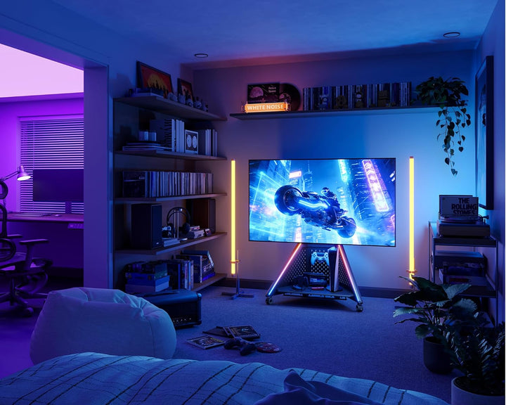 FITUEYES Design Gaming TV Ständer Rollbar, TV Standfuss für 32–65 Zoll TVs bis 40 kg, mit Vielseitig