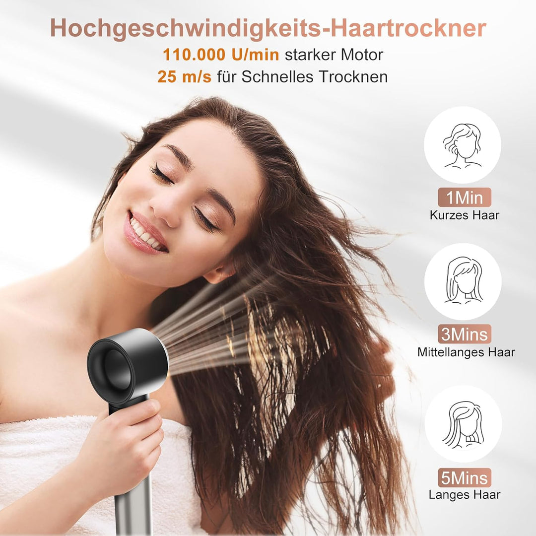 6 in 1 Airstyler, Ionen Föhn, Multifunktionaler Hairstyler, 110000 U/Min, Professioneller Warmluftbü