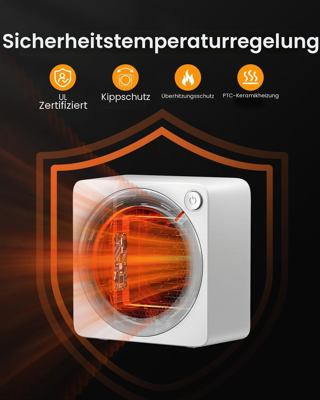 Gaiatop Mini Heizlüfter Energiesparend 500W, Heizlüfter Klein mit 2s PTC-Keramikheizung, mit Überhit