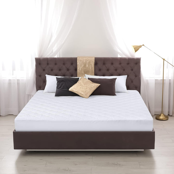 Utopia Bedding Gesteppte Matratzenauflage (Einzelbett), Matratzenbezug dehnbar bis 40,6 cm Höhe Weis