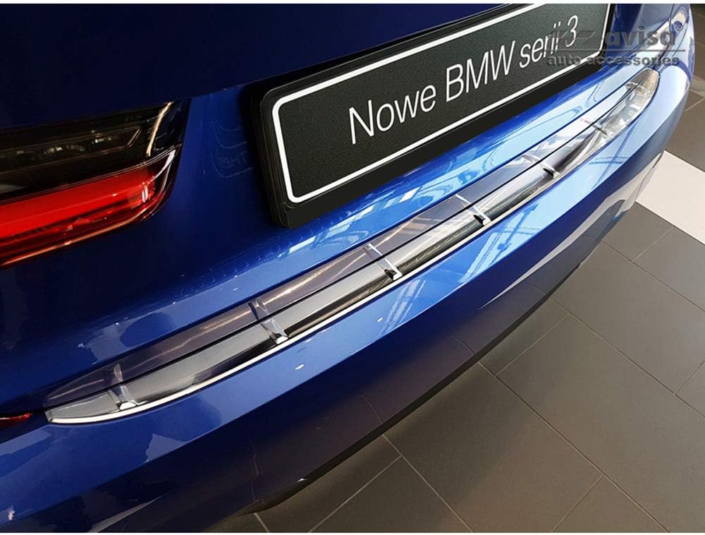 Avisa Edelstahl Heckstossstangenschutz kompatibel mit BMW 3er G20 Limousine M-Paket 2019- 'Ribs'