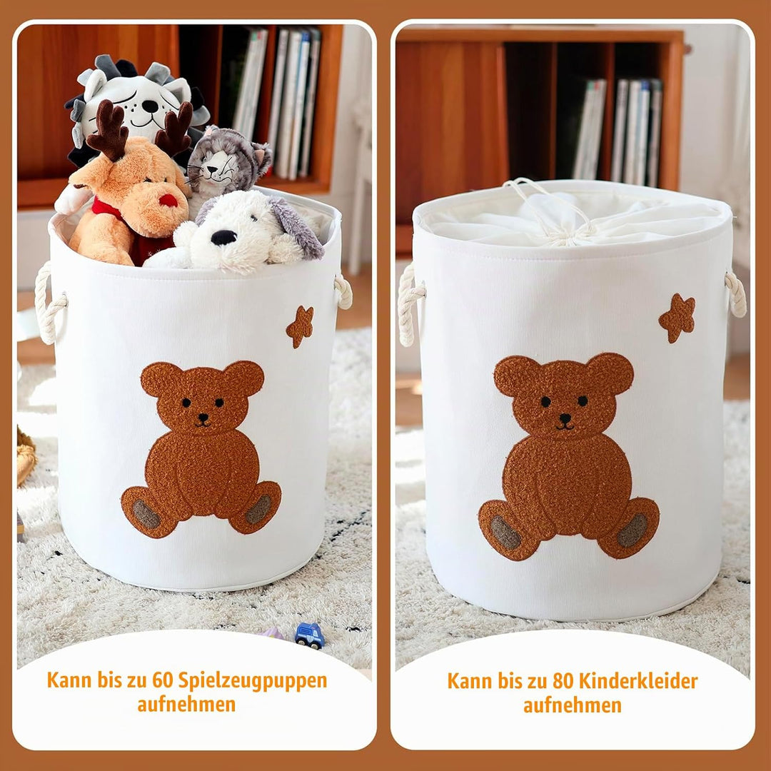 Wäschekorb Gross Rund Wäschesammler mit Henkel 58L Wäschekorb Kinderzimmer Spielzeug Aufbewahrungsko