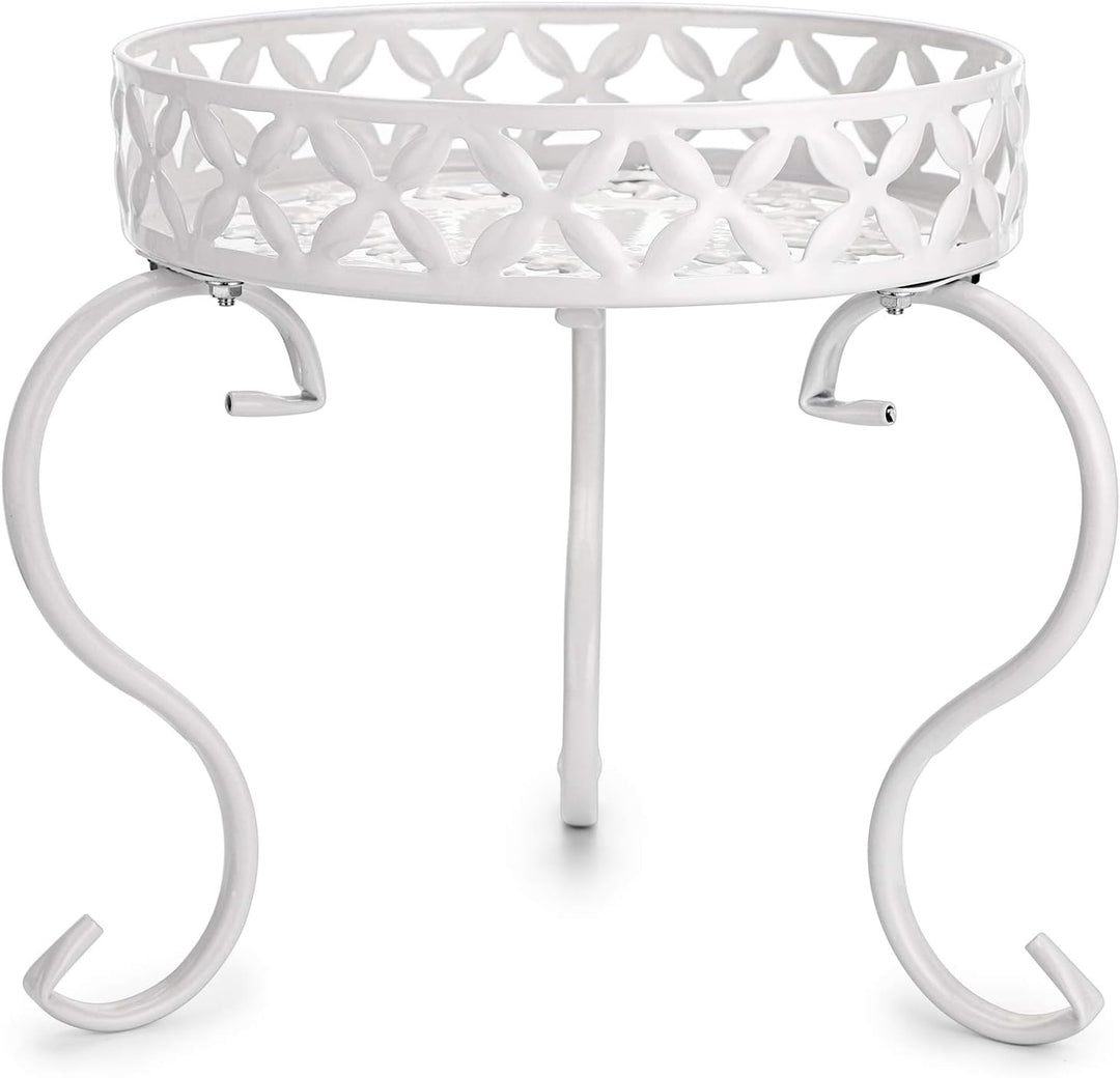 SUMNACON 1 x Kunst-Metall-Pflanzenständer, Blumentopf-Halter für den Innen- und Aussenbereich, weiss