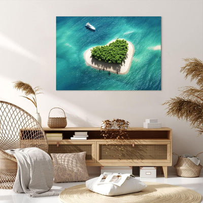 Bilder auf Leinwand 100x70cm Leinwandbild Sail Insel Meer Aussicht Natur Gross Wanddeko Bild Schlafz