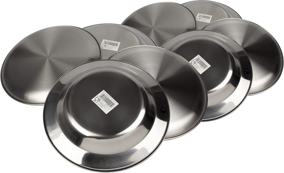 Black Snake® Camping Teller Set 4 flach & 4 tief - Edelstahl Essteller - robustes Outdoor Geschirr f