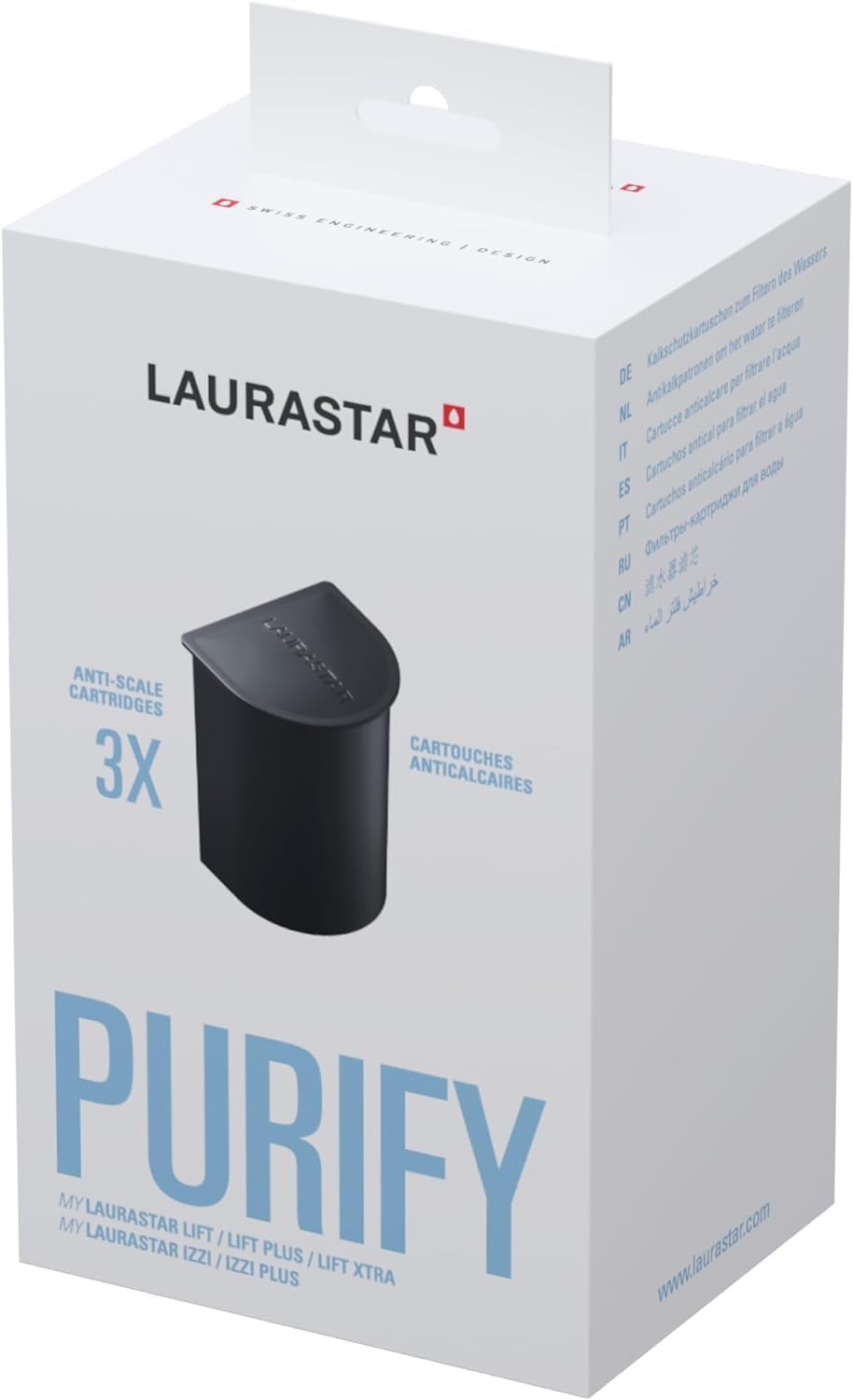 Laurastar Lift Plus Pinky Pop & Kalkschutzkartuschen zur Wasserfilterung 3-er Set Bundle mit Kalksch