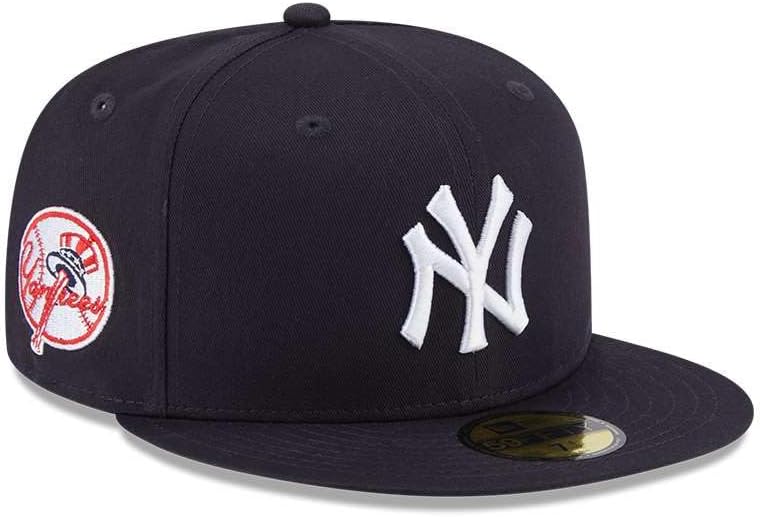 New Era Team Side Patch 59Fifty Cap NY Yankees Dunkelblau Weiss, Size:7 1/2