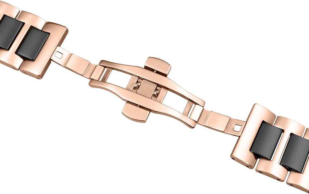 YISIWERA 38mm 40mm 41mm Armband Kompatibel für Apple Watch Schwarz Keramik Roségold Metall Armband 4