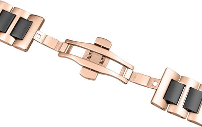 YISIWERA 49mm 45mm 44mm 42mm Armband Kompatibel für Apple Watch Schwarze Keramik Roségold Metall Arm