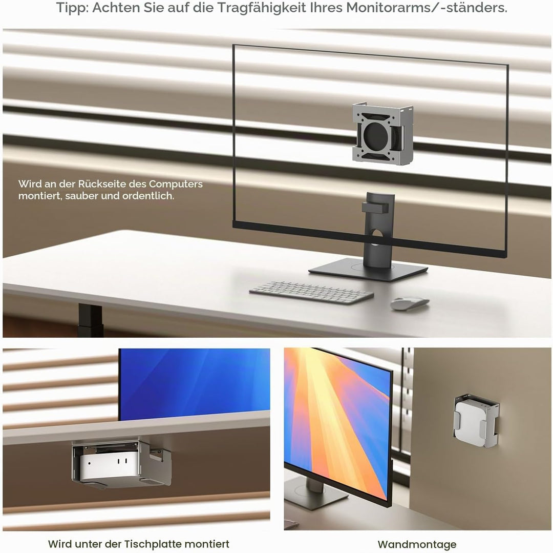 Fasgear Aluminiummetall VESA Halterung für Mac-mini M4 Pro/2024,Halterung Unter Schreibtisch/Wandhal