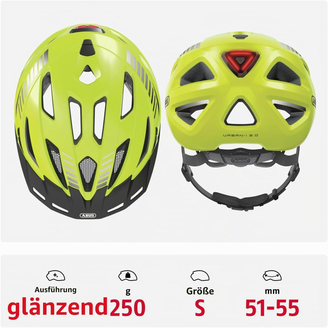 ABUS Stadthelm Urban-I 3.0 - Fahrradhelm mit Rücklicht, Schirm und Magnetverschluss - für Damen und