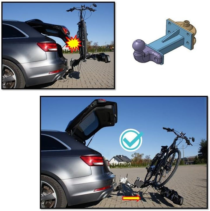 XIMPLIO Abklappbare Hakenverlängerung für Fahrradträger inkl. Steckkupplung für jedes Type Anhängerk