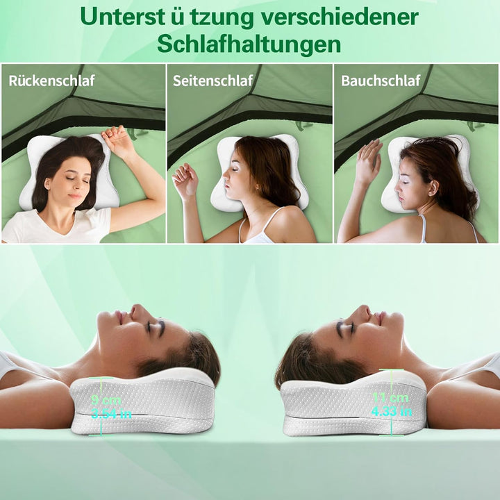 SAHEYER Reisekissen Memory Foam, Ergonomisches Camping Kissen, Orthopädisches Nackenkissen Kopfkisse