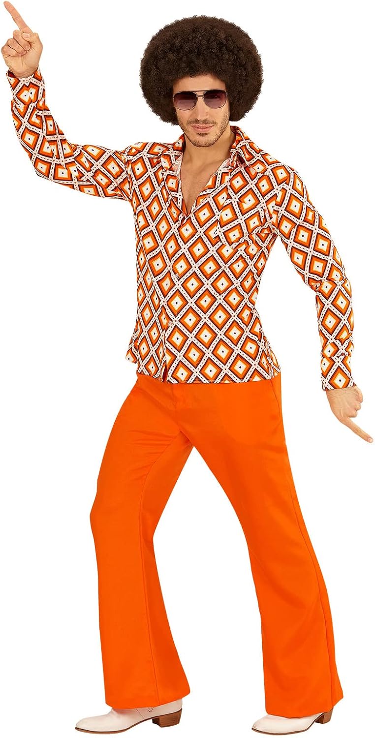 shoperama 70er Jahre Retro Hemd mit und ohne Muster Disco Herren Kostüm Siebziger Schlager XXL Rhomb