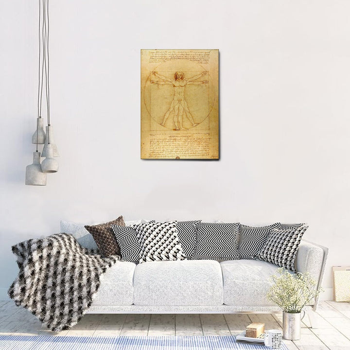 Giallobus - Gemälde - Leonardo Da Vinci - Vitruvian Man - Leinwand - 50x70 - Bereit zum Aufhängen -