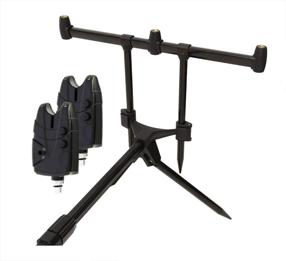 G8DS® Set Rod Pod Rutenhalter + Tragetasche inklusive 2 Bissanzeiger mit Ton- und Lautstärkeregler f