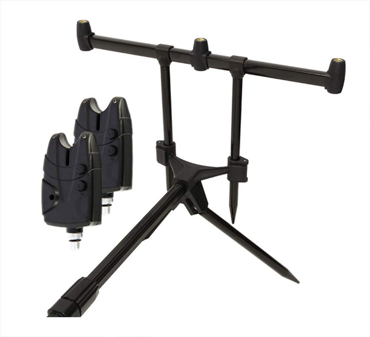 G8DS® Set Rod Pod Rutenhalter + Tragetasche inklusive 2 Bissanzeiger mit Ton- und Lautstärkeregler f