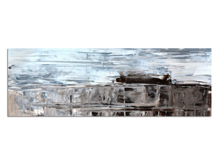 Paul Sinus Art Panoramabild auf Leinwand und Keilrahmen 150x50cm Malerei Kunst grau braun abstrakt