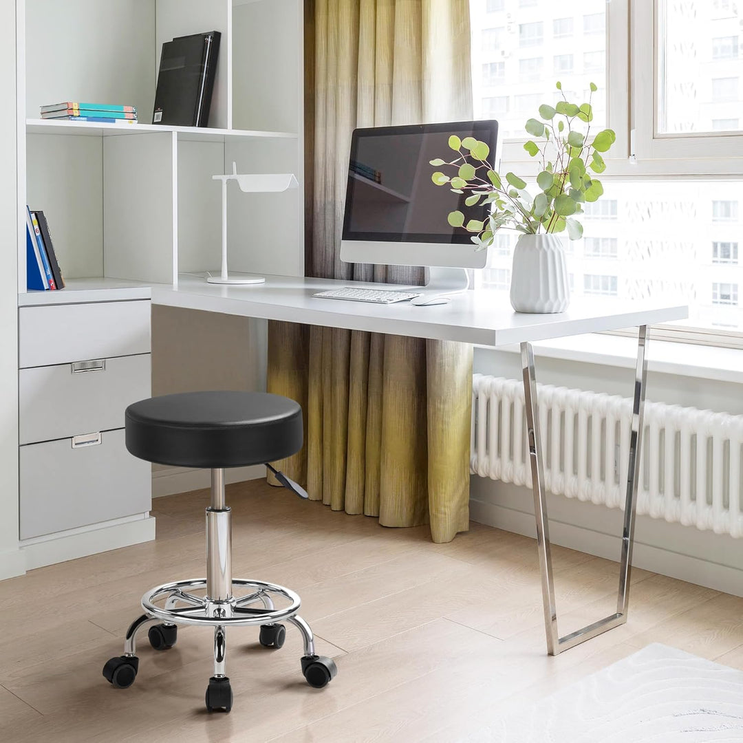 Yaheetech Rollhocker Höhenverstellbar 50,5–65 cm Sitzhöhe Drehhocker 360° Drehbar Bürohocker bis 120