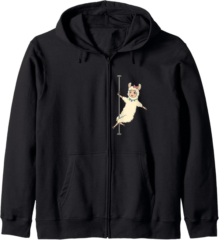 Lama an der Pole Dance Stange - Pole Fitness Kapuzenjacke