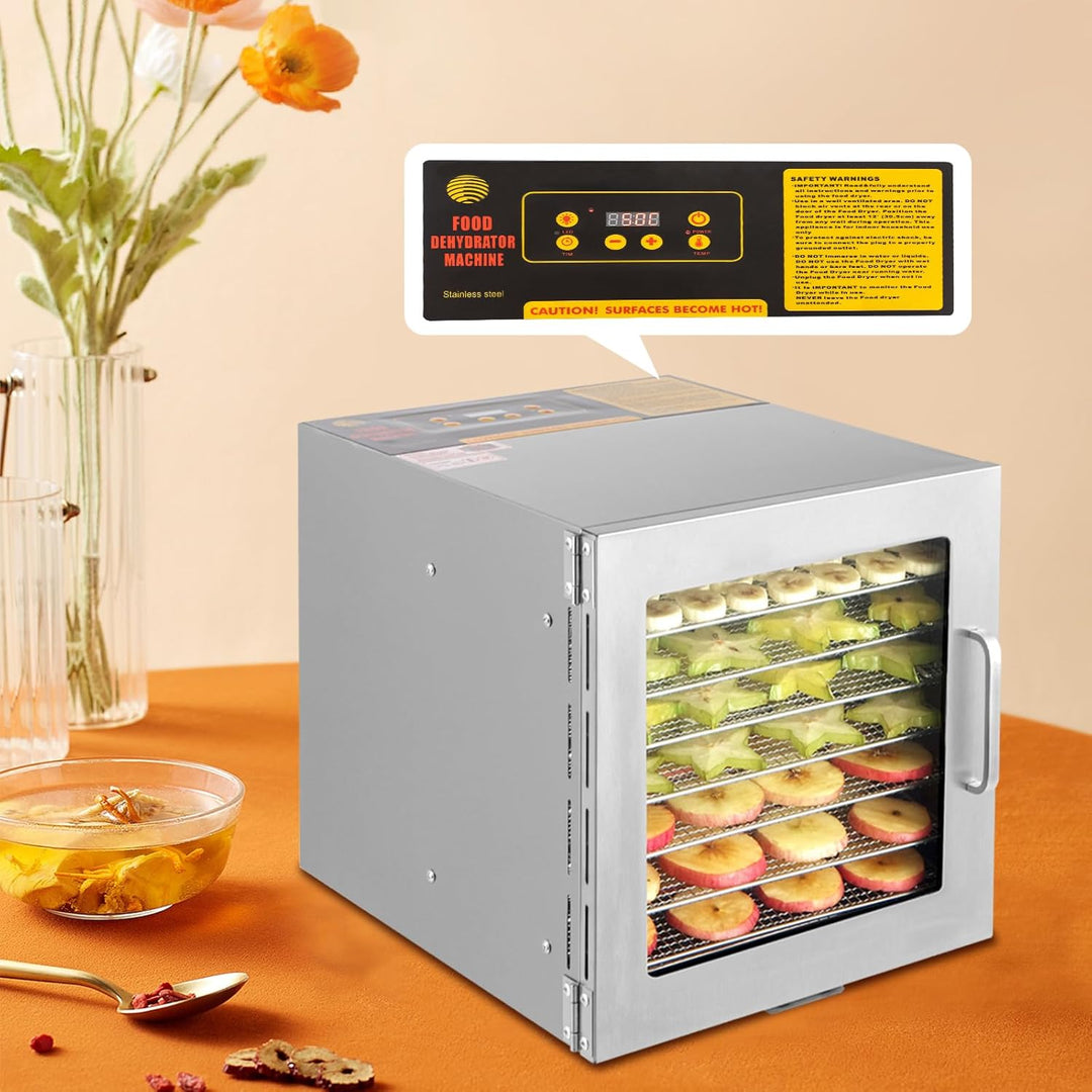 8 Ebenen Lebensmittel Dehydrator Maschine, Edelstahl Food Trockner für den Heimgebrauch, Trocknungsm
