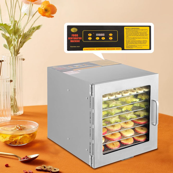 8 Ebenen Lebensmittel Dehydrator Maschine, Edelstahl Food Trockner für den Heimgebrauch, Trocknungsm