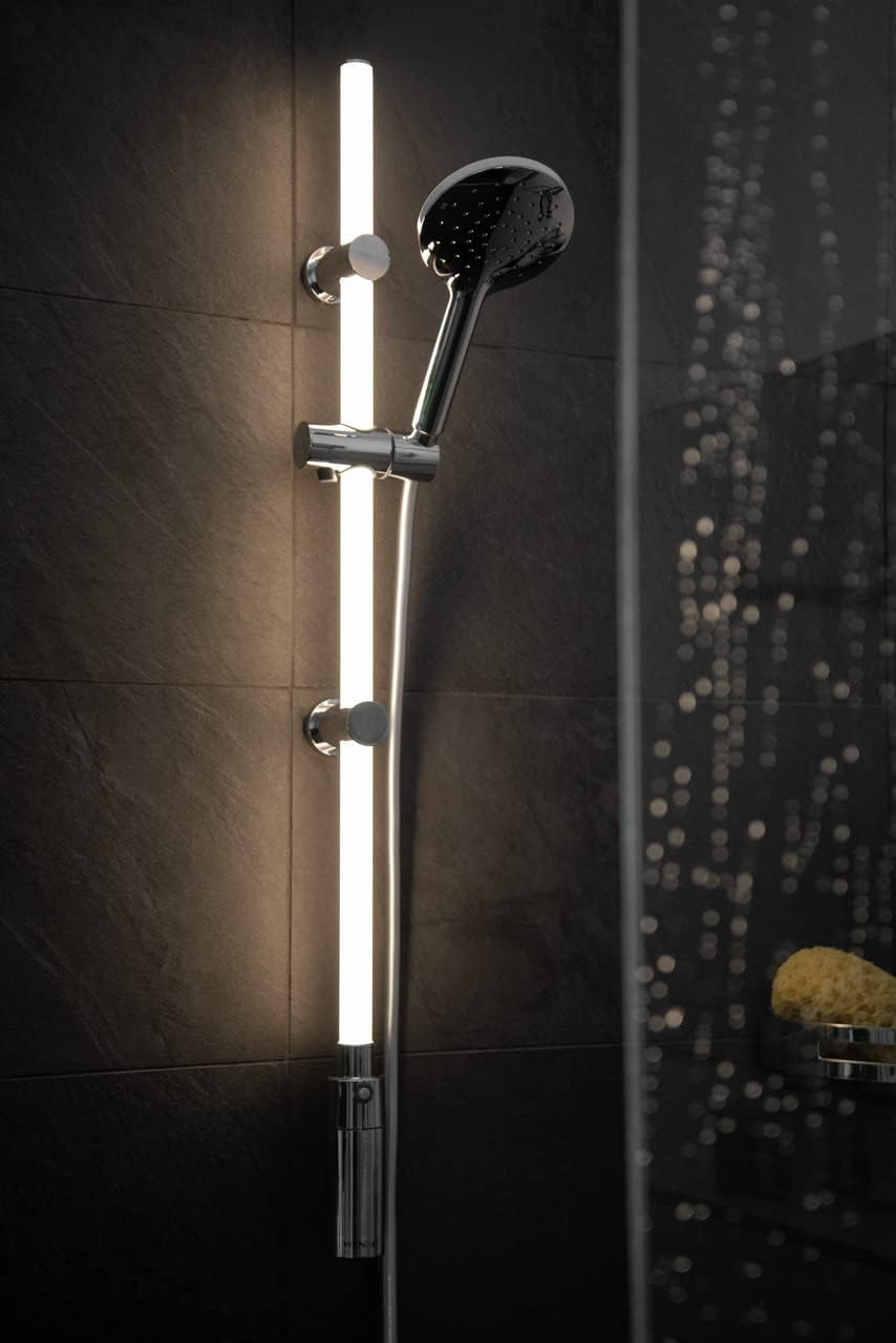 WENKO LED Design-Duschstange mit integrierter, einheitlicher & vollflächiger Beleuchtung, energiespa