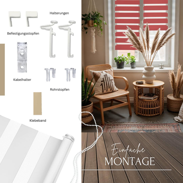 Home-Vision® DuoRollo Klemmfix, Doppelrollo ohne Bohren mit Klämmträgern, Rollos für Fenster und Tür