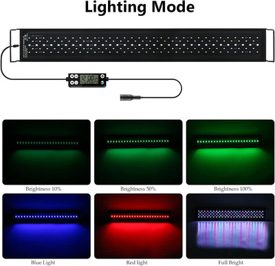 Aquarium LED Beleuchtung, 24/7 Modus Dimmbare 36W 2778 lumen Aquarienbeleuchtung mit Timer für 90cm