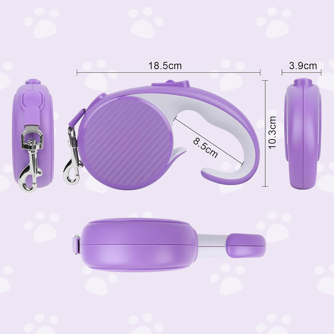 Einziehbare Hundeleine, 5 m, mit rutschfestem, ergonomischem Griff für kleine und mittelgrosse Hunde