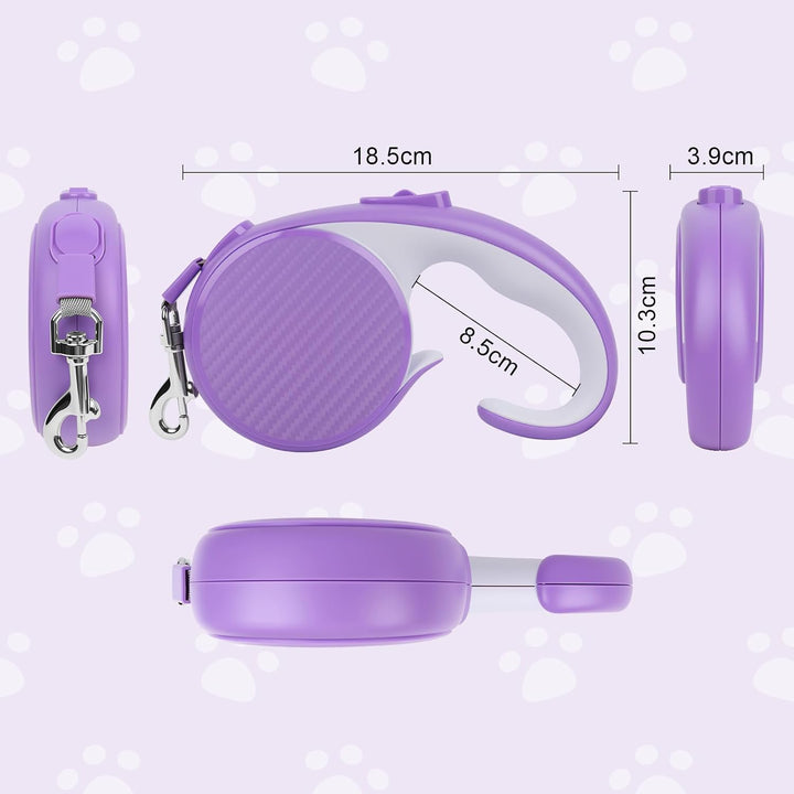 Einziehbare Hundeleine, 5 m, mit rutschfestem, ergonomischem Griff für kleine und mittelgrosse Hunde