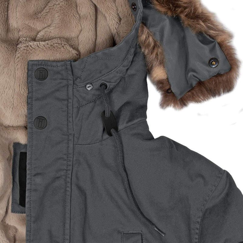 bw-online-shop Winterparka Fishtail mit Futter Herren Parka Jacke L Anthrazit, L Anthrazit