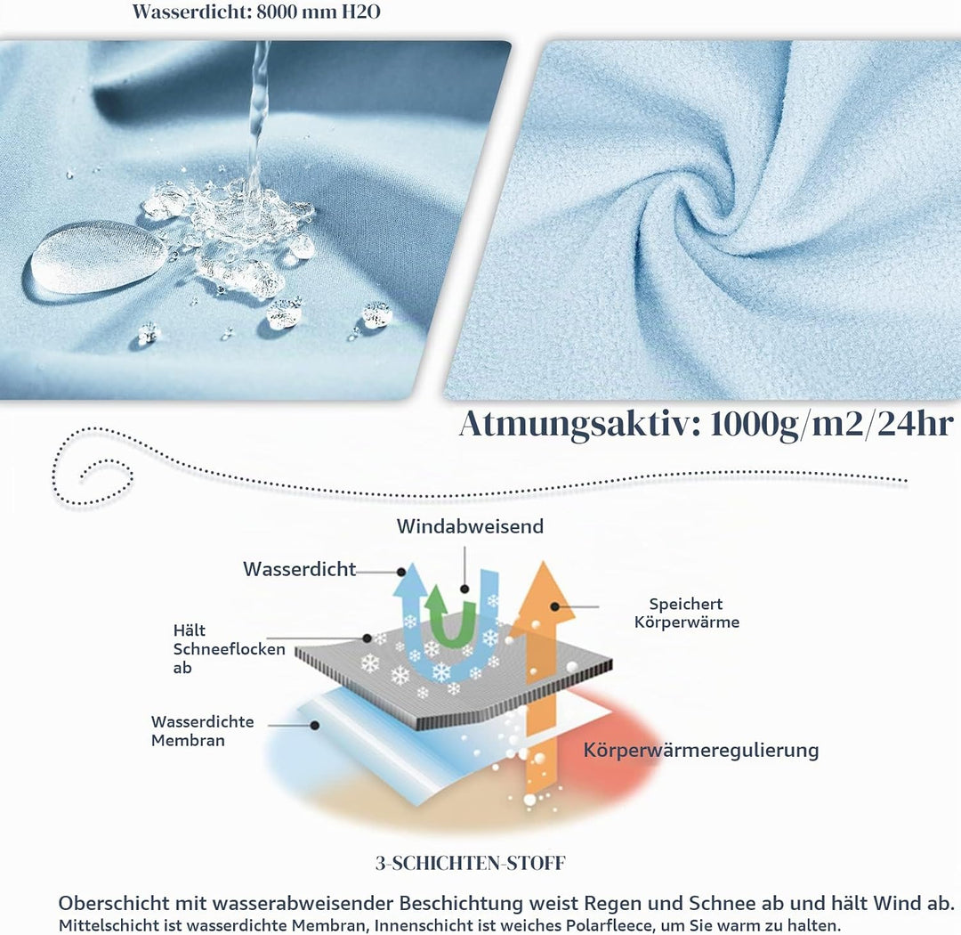 33,000ft Softshelljacke Damen Wasserdichte Atmungsaktive Warme Winterjacke Fleece Übergangsjacke Win
