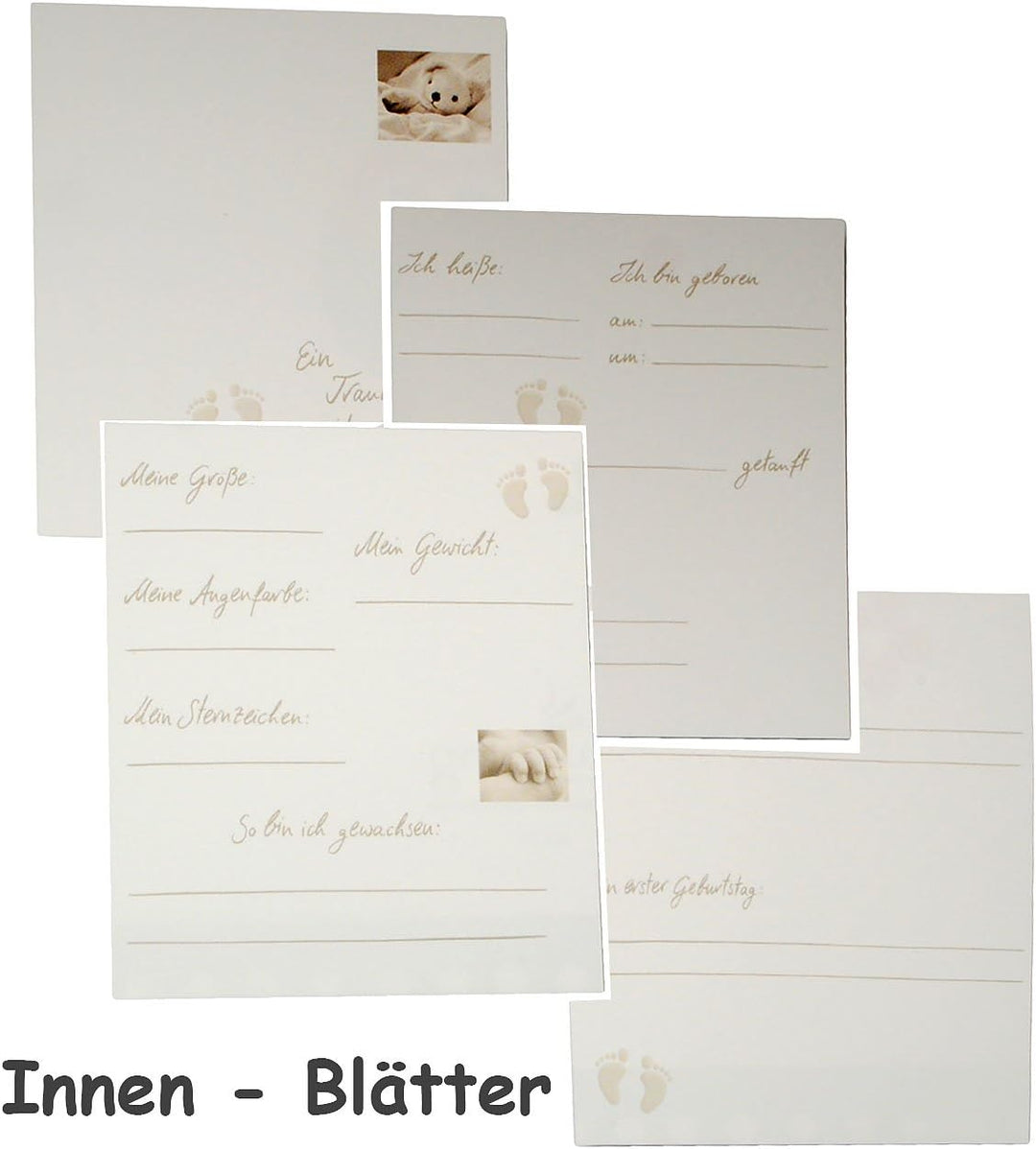 alles-meine.de GmbH XL Fotoalbum - Baby - Eule &amp; Blumen - mit Foto - Gebunden zum Einkleben - blanko
