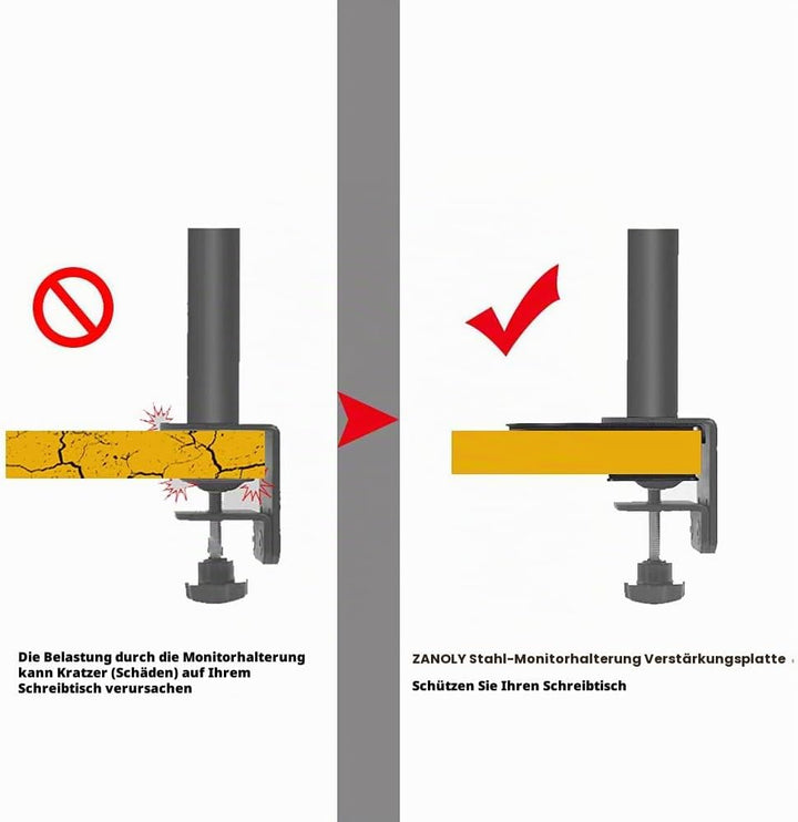 Stahl-Monitorhalterung, Verstärkungsplatte, Monitorarm-Verstärkungsplatte für zerbrechliche Tischpla